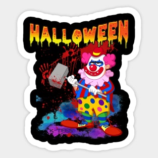 Retro Style Psycho Killer Clown Halloween Shirt Sticker